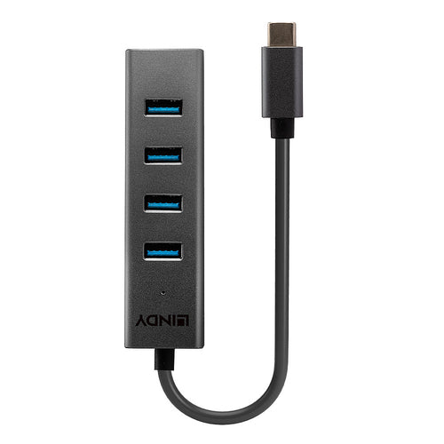 4-Port USB 3.2 Type C Hub Aluminium Grey 5000 Mbit/s