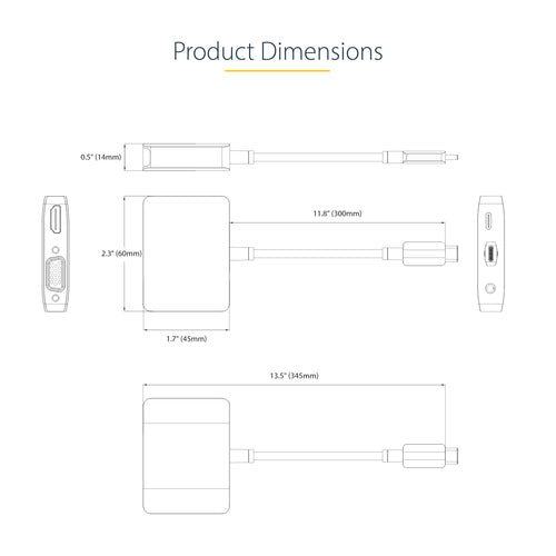USB Graphics Adapter StarTech.com 122-USBC-HDMI-4K VGA 4K 60Hz Thunderbolt 3/4 - 122-USBC-HDMI-4K-VGA