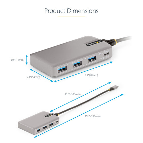 USB-C Hub StarTech.com HB31C3A1CDPPD3 4-Port 4K 60Hz 100W Power Delivery - HB31C3A1CDPPD3