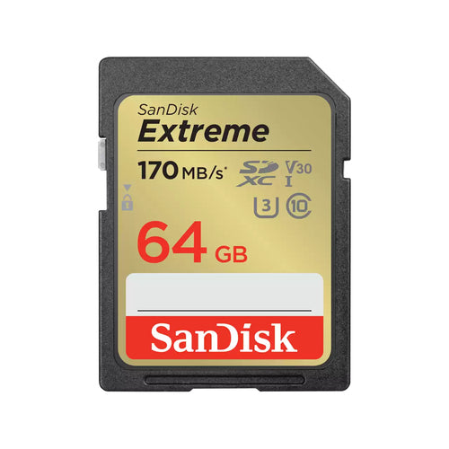 SDXC Card SanDisk Extreme 64GB Class 10 UHS-I 170MB/s 80MB/s - SDSDXV2-064G-GNCIN