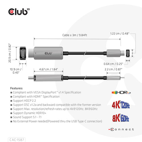 CLUB3D CAC-1587 cable gender changer