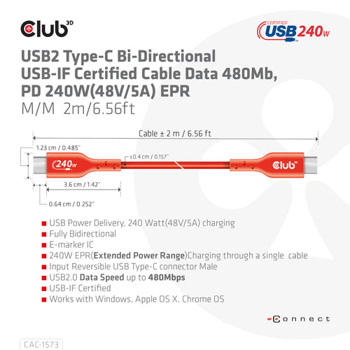 CLUB3D CAC-1573 USB cable