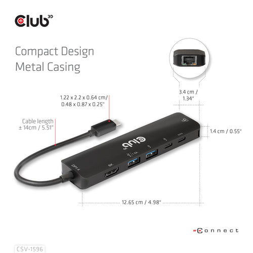 CLUB3D CSV-1596 laptop dock/port replicator