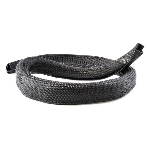 Cable Management Sleeve 10ft Black Polyester Trimmable Heavy Duty