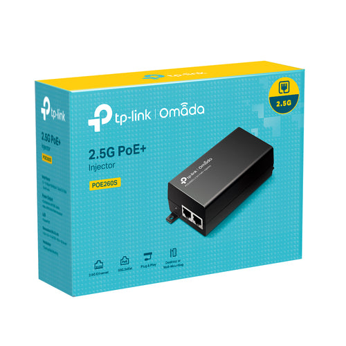 2.5G PoE Injector Adapter TP-Link Omada 30W 2500Mbps Ethernet