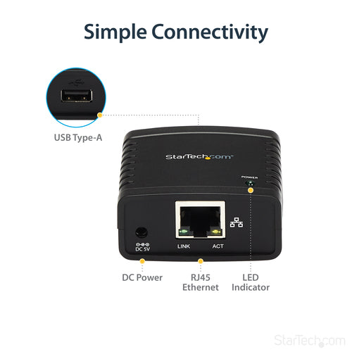 Print Server StarTech.com PM1115U2 10/100Mbps Ethernet USB 2.0 - PM1115U2