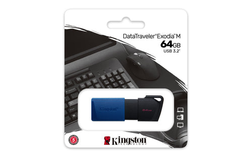 USB Flash Drive Kingston DataTraveler Exodia M 64GB USB 3.2 Gen 1 Type-A Slide 10g - DTXM/64GB