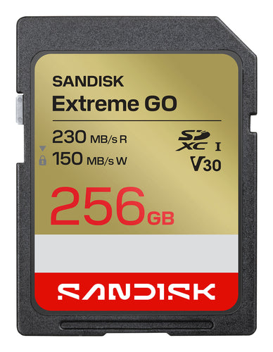 Memory Card SanDisk Extreme GO 256GB SDXC UHS-I 230MB/s 150MB/s Class 3 - SDSDXGN-256G-GNCIN