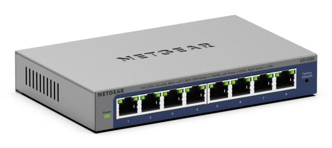 Network Switch NETGEAR GS108Ev4 Unmanaged L2/L3 Gigabit Ethernet - GS108E-400EUS