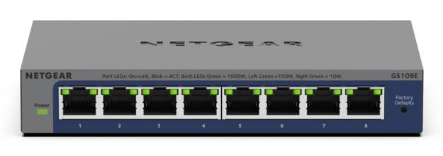 Network Switch NETGEAR GS108Ev4 Unmanaged L2/L3 Gigabit Ethernet - GS108E-400EUS