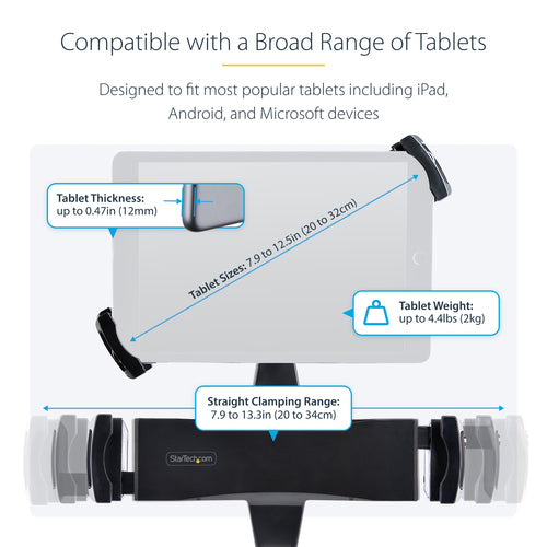 VESA-Halterung für Tablets 7,9-12,5 Zoll bis 2 kg Schwarz