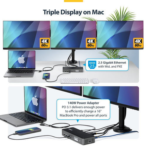 USB 3.2 Gen 2 Type-C Laptop Dock StarTech.com DK30C2DPEPRN 10Gbps
