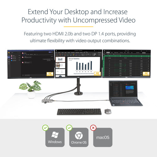 Laptop Dock StarTech.com 117B-USBC-MULTIPORT Dual 4K 60Hz HDMI USB-C 3-Port Hub - 117B-USBC-MULTIPORT