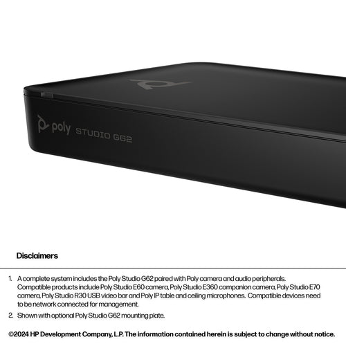HP Poly Studio G62 With Mounting Plate Kit video conferencing system
