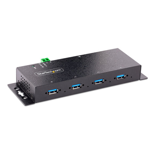 4-Port Industrial USB 3.0 Hub StarTech.com Metal ESD Protection Wall Mountable
