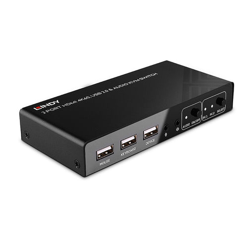 HDMI 4K60 KVM Switch 2 Port USB Audio 4096 x 2160
