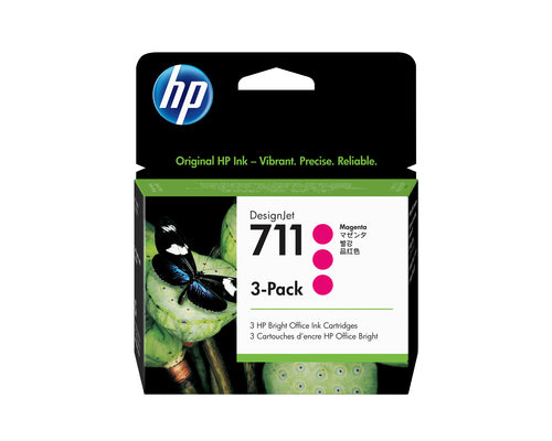 Ink Cartridges HP 711 3-Pack 29-ml Magenta Thermal Inkjet DesignJet T Series - CZ135A