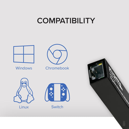 USB to Ethernet Adapter Plugable 1000Mbps Gigabit Network Card USB 3.0 Compatible with Windows Linux Chrome OS