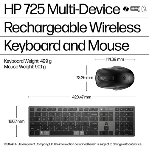 HP 725 Multi-Device Rechargeable Wireless and Mouse Combo keyboard