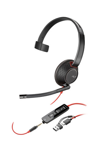 Monaural USB-C Headset HP Poly Blackwire 5210 Office Call Center Comfortable Design