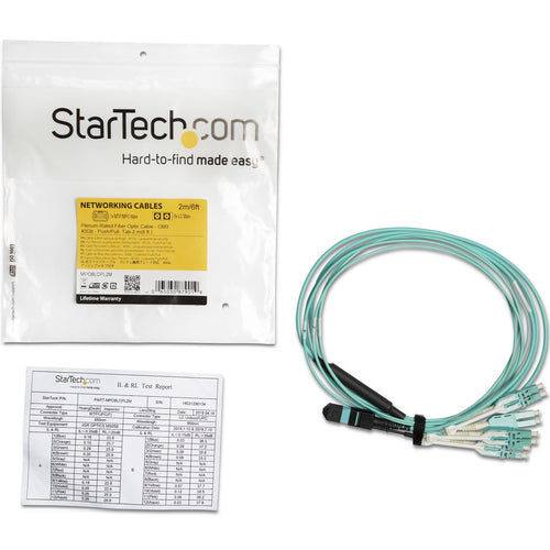 Fiber Optic Cable StarTech MPO8LCPL2M 2m MTP to 4x LC Duplex OM3 Multimode