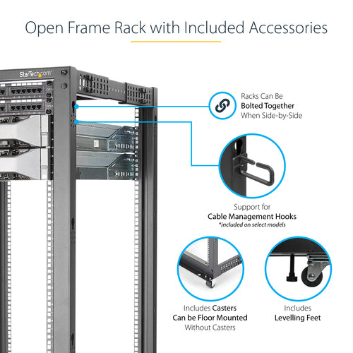Server Rack StarTech 4POSTRACK25U 25U Mobile Open Frame 544.3 kg - 4POSTRACK25U