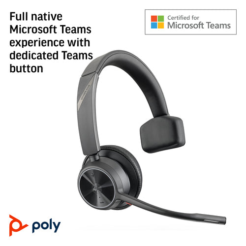 Headset HP Poly Voyager 4310 USB-A Wireless 122g Microsoft Teams Certified - 77Y91AA