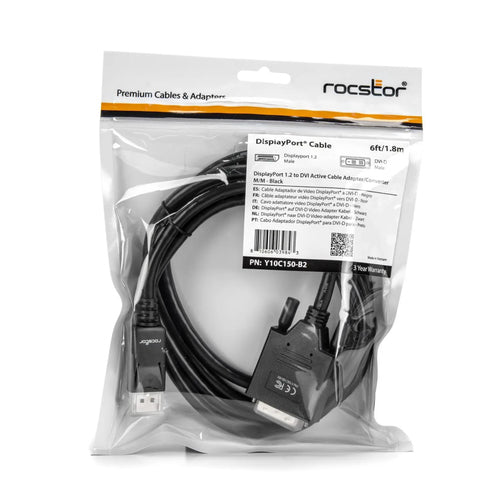 DisplayPort to DVI Video Cable Adapter 1.8m Male-Male