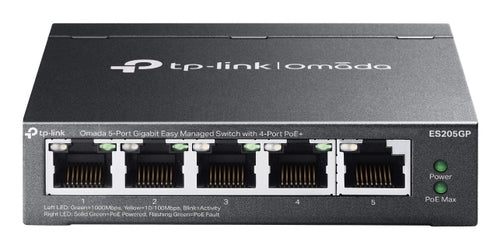 Network Switch TP-Link Omada ES205GP 5-Port Gigabit PoE+ Managed Wall Mountable - ES205GP