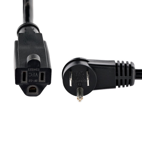 Power Extension Cord StarTech.com PAC101R1 1ft Right Angle 16AWG UL Listed Black