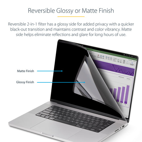 Privacy Filter StarTech 13-inch MacBook Air M2/M3 Anti-Glare Magnetic 51% Blue Light Reduction - 13MAM-PRIVACY-SCREEN