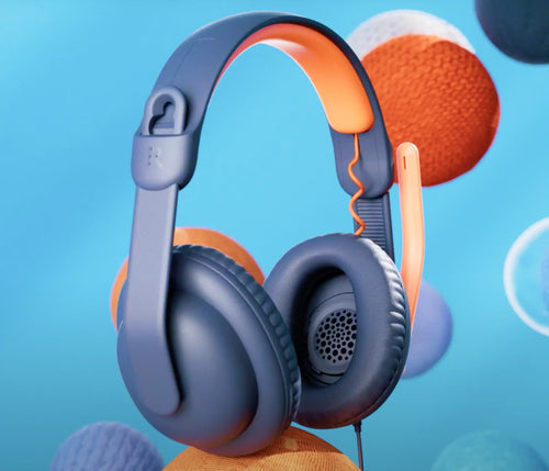 Headset Logitech Zone Learn Wired Education 192g Blue Orange - 981-001389