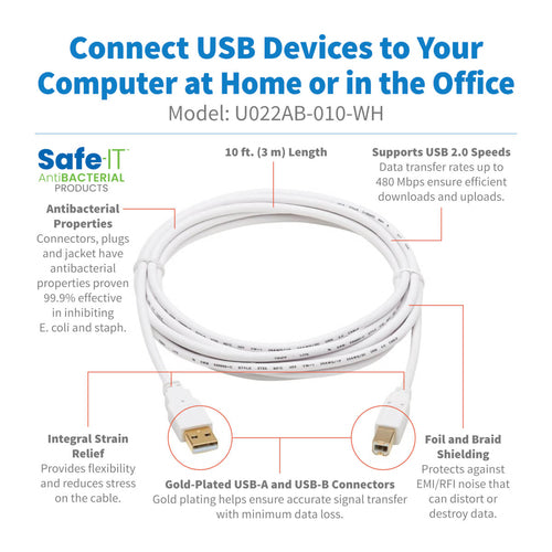 Tripp Lite U022AB-010-WH USB cable