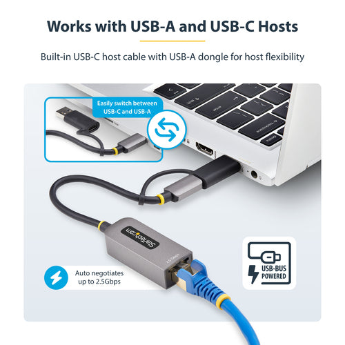 2.5GbE USB-C Ethernet Adapter Thunderbolt Compatible 5000Mbit/s