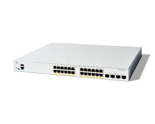 Network Switch Cisco Catalyst 1300 24-Port Gigabit Full PoE 4x10GE SFP+ Rack Mounting - C1300-24FP-4X