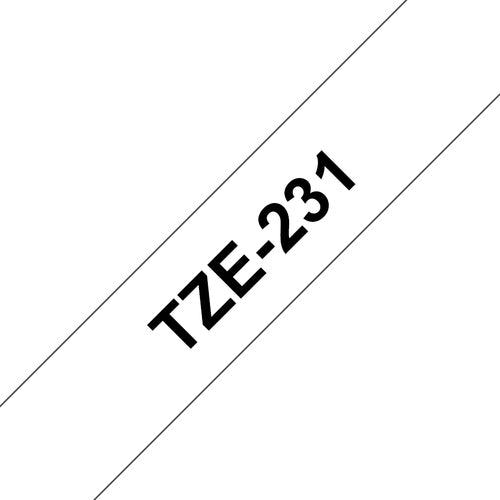 Label-Making Tape Brother TZE-231 Black on White Die-Cut - TZE231