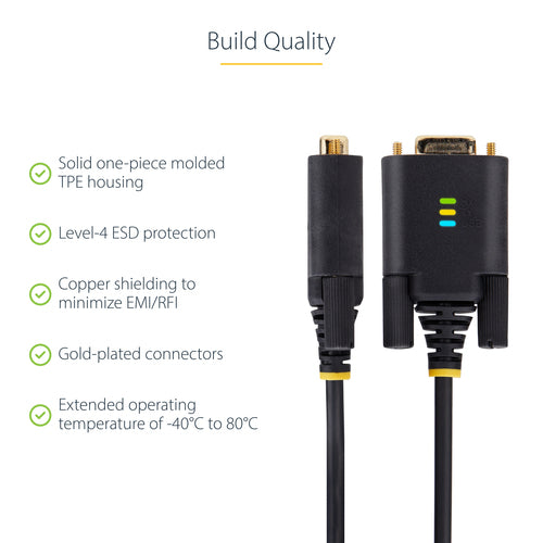 USB to Serial Adapter Cable 6.6ft with FTDI IC Black