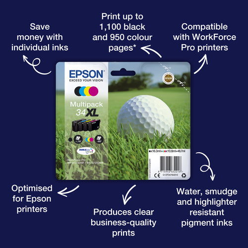 Ink Cartridge Epson Golf Ball 34XL Magenta Pigment-based 10.8 ml 950 Pages - C13T34734010
