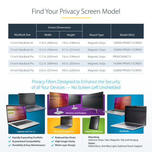 Display Privacy Filter StarTech 15MAM-PRIVACY-SCREEN Anti-Glare Magnetic Removable 15-inch - 15MAM-PRIVACY-SCREEN
