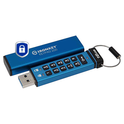 IronKey Keypad 200 USB Flash Drive 16GB FIPS 140-3 AES-256 Encryption