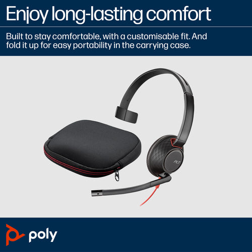 Wired Headset HP Poly Blackwire 5210 USB-C 3.5mm Adapter Bulk - 8X230A6