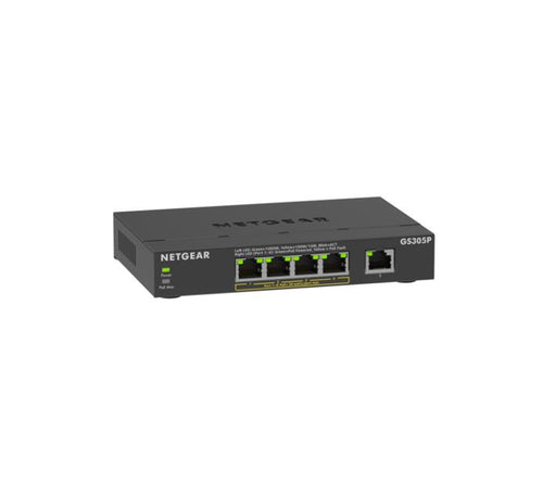 Network Switch NETGEAR GS305Pv3 Unmanaged Gigabit Ethernet PoE Wall Mountable - GS305P-300EUS