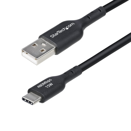USB 2.0 Charging Cable 10ft USB-A to USB-C 3A Sync Black