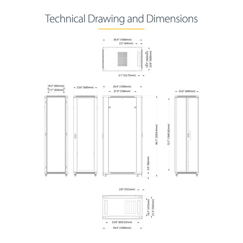 42U Server Rack Cabinet 4-Post Industrial Network Storage 907 kg Capacity