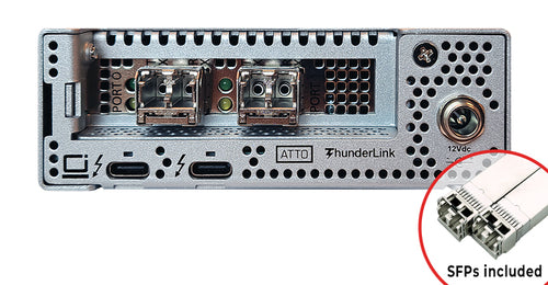 Atto TLFC-5642-D00 Thunderbolt 5 to 64Gb Fibre Channel with 2 SFP+ modules fibre optic adapter