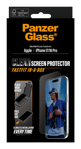 Screen Protector PanzerGlass iPhone 17 iPhone 16 Pro Ultra-Wide Fit Dry Application Scratch Resistant - PG48418