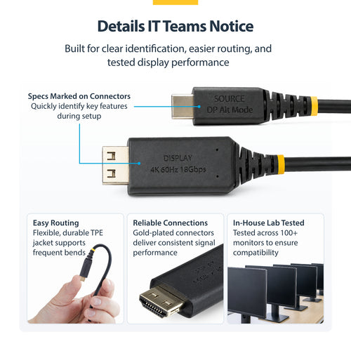 StarTech.com 1M-USBC-HDMI-4K60-G video cable adapter