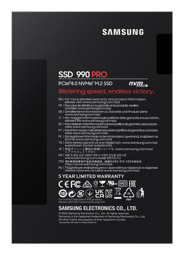 Storage Drive Samsung 990 PRO 1TB M.2 7450MB/s - MZ-V9P1T0BW