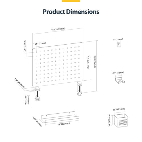Desk Organizer Set Black StarTech.com 420mm x 320mm Lightweight