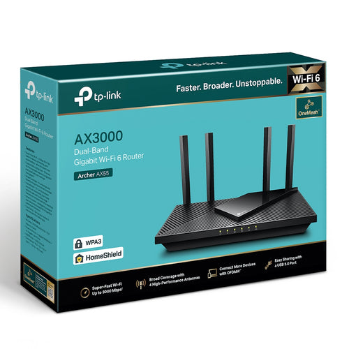 TP-Link Archer AX3000 Dual Band Gigabit Wi-Fi 6 Router 802.11ax Ethernet LAN Black